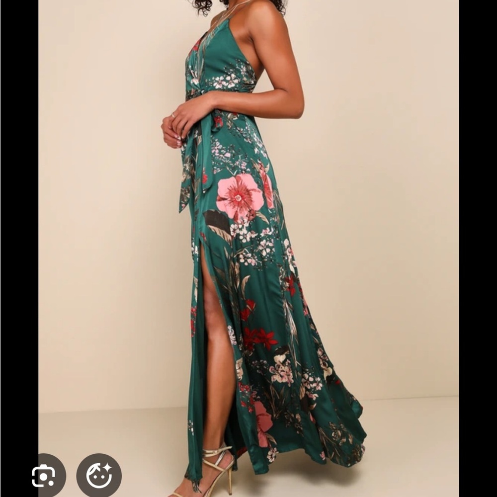 Lulu's Green Floral Maxi Dress